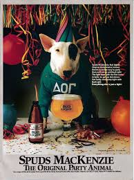 1987 Spuds Mackenzie Party Animal Budweiser Bud Light Beer Etsy Animal Party Budweiser Spud Mckenzie Dog