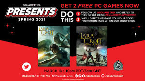 Group corporate information and investor relations. Square Enix On Twitter Get 2 Free Tombraider Pc Games Now Follow Us Squareenix Reply To This Tweet With Squareenixpresents Do The Above Like Magic We Ll Send You A Code For Both
