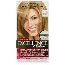 L Oreal Paris Excellence Creme Permanent Triple Protection Hair Color 8 Medium Blonde 1 Kit Walmart Com Medium Blonde Loreal Loreal Paris