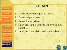 Kiamat berasal dari perkataan bahasa arab iaitu قيام yang bermaksud bangkit atau bangun. Iman Kepada Hari Akhir Kelas Xi I 1 Iman Kepada Hari Akhir Kelas Xi I 1 Ppt Download