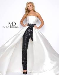 Mac duggal embellished long sleeve fit & flare midi cocktail dress. Prom Dress With Pants And Over Skirt Mac Duggal 11039m