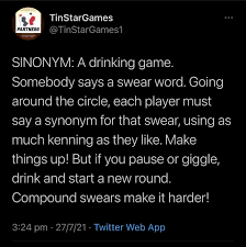 You must be savvy with your synonyms. Game In A Tweet For Drinky Times Album On Imgur
