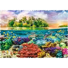 4000 piece puzzles 5000 piece puzzles 6000 to 33000 pieces accessories animals cartoon puzzles fine art puzzles free online puzzles metallic puzzles panoramic puzzles. Crazy Shapes Tropical Island 600pc Edgeless Jigsaw Puzzle By Trefl Diamond Mosaic Diy Diamond Painting Painting Cross