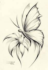 Esschert design wa39 butterfly house with line drawing. Schmetterlinge Auf Blumenskizzen Flower Sketches Flower Drawing Pencil Drawings Of Flowers