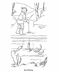 Bluebonkers Printable Winter Coloring Sheets Ice Fishing Skiing Coloring Pages Ice Fishing Fish Drawings