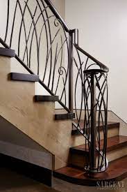 How to measure stair rails w/ knee wall. Custom Iron Stair Railing Contemporary Cat Tail Stair Rail Design Two Toned Stairs Stair Railing Design Modern Staircase Railing Railing Design