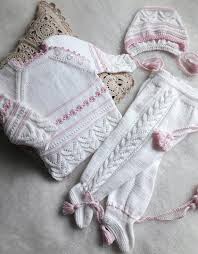 New mommies love dressing their little ones in cute clothes. Knitted Newborn Outfit Cotton White Yarn First Baby Knitted Etsy