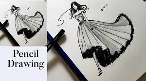 Dress pencil drawing projects to try dress illustration. Beautiful Dress With Pencil Drawing Easy Drawing Youtube