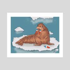 Red White And Walrus An Art Print By Lindsay M Haynes Art Art Prints Animal Art