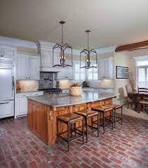 Here we see a beautiful prep kitchen with white walls and a red brick floor. Brick Flooring For Kitchen Kitchen Traditional With White Kitchen Cabinets Infosofa Com Brick Floor Kitchen Brick Kitchen Kitchen Flooring