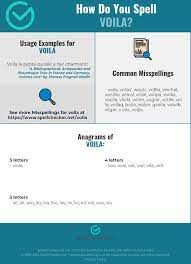 Check out ginger's spelling book and learn how to spell viola correctly, its definition and how to use it in a sentence! Correct Spelling For Voila Infographic Spellchecker Net