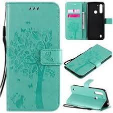 Embossing Butterfly Tree Leather Wallet Case For Motorola Moto G8 Power Lite Cyan Motorola Moto G8 Power Lite Cases Guuds Leather Wallet Case Butterfly Tree Wallet Case
