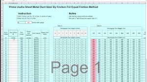 Duct Sizing With Cfm And Friction Loss Table 2017