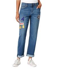 Buy a Earl Jean Womens Patched Boyfriend Fit Jeans