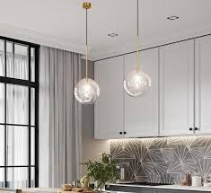 Modern Clear Glass Pendant Lights Dia 15 20 25 30cm Glass Ball Lamp Shade G4 Led Dining Room Restaurant Hanging Lamp Luminaire Clear Glass Pendant Light Clear Glass Lamps Glass Pendant Light
