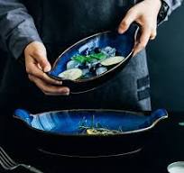 Indigo Oval Serving Plates with Handles
