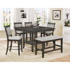 In stock on may 22, 2021. Crown Mark Fulton 6 Pc Counter Height Table Chair Bench Set Royal Furniture Table Chair Set With Bench