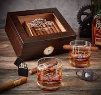 Cigar Gift Set 6pc with Dante Cedar Cigar Humidor & Custom ...