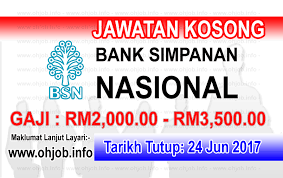 Bank simpanan nasional ( bsn ). Jawatan Kosong Bank Simpanan Nasional Bsn 24 Jun 2017 Kerja Kosong Bank Simpanan Nasional Bsn Jun 2017 Automated Teller Machine Online Marketing Bank