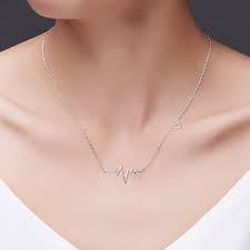 925 Sterling Silver Heartbeat Life Line Heart Charm Ekg Necklace For Women Girls 18 Inch Jewelry Pendant Necklace Outfit Gift Necklace Heartbeat Necklace