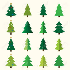 Vous cherchez un dessin de sapin de noël ou un coloriage de sapin de noël ? Jeu D Icones De Dessin Anime De Sapin De Noel Signes D Arbres De Decoration Silhouette Verte Isoles Sur Fond Blanc Design Plat Symbole Des Vacances Hiver Fete De Noel Illustration Vectorielle De Nouvel