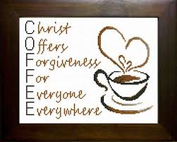 C O F F E E Acronym Cross Stitch Kit Christian Cross Stitch Cross Stitch Designs Cross Stitch Embroidery