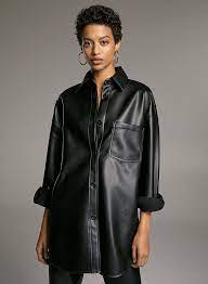 Pelli Blouse Faux Leather Button Up Shirt Leather Blouse Leather Blouse Outfit Celebrity Jackets
