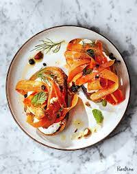 Shaved Moroccan Carrot Toast Recipe Light Summer Meals Moroccan Carrots Meals Under 500 Calories