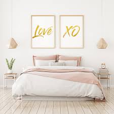 Love Xo Printable Setabove Bed Setgold Letteringlove Wall Etsy Bedroom Prints Wall Decor Bedroom Master Bedroom Wall Art