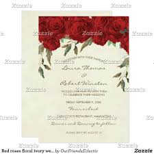 Red Roses Floral Ivory Wedding Invitation Zazzle Com Wedding Floral Theme Ivory Wedding Invitations Wedding Invitations Ivory Wedding