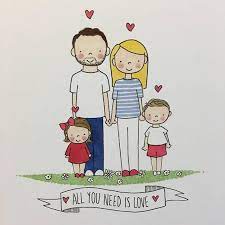 Custom Family Portrait Personalised Hand Drawn Illustration Family Drawing Family Sketch Children Sketch