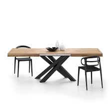 En plus de sa polyvalence esthétique, la table en bois et métal se décline sous toutes les formes. Table Extensible Emma Avec Pieds Noirs Croises Bois Rustique Mobili Fiver