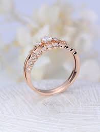 Moissanite Engagement Ring Rose Gold Vintage Diamond Wedding Etsy In 2020 Moissanite Engagement Ring Rose Gold Diamond Wedding Rings Sets Wedding Rings For Women