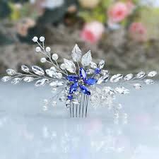 Attached to metal hair combs for secure placement. Blue Bridal Hair Hair Combs For Sale Ebay