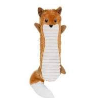 Stuffing-Free Big Squeak Fox Plush Dog Toy, Orange, Medium