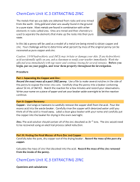 Extracting Zinc And Copper Lab