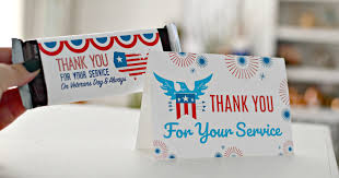 The gift cards will go a long way in helping the vets have a happier holiday. Print These Free Veterans Day Thank You Cards And Candy Bar Wrappers