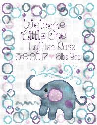 Vintage clothing cross stitch details. Elephant Baby Cross Stitch Kit