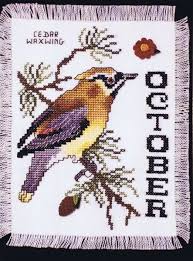 October Bird Of The Month Birds Of The Month October Cedar Waxwing Cross Stitch Pattern By Stoney Creek Cross Stitch Bird Cross Stitch Animals Cross Stitch