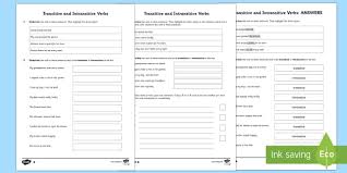 Transitive And Intransitive Verbs Worksheet Verbs Transitive