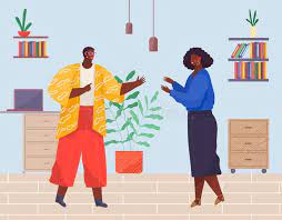 Meeting of Black African People, Woman Man Greeting Each Other, Workers  Colleagues Meet in Office Stock Illustration - Illustration of  businesspeople, design: 207960803