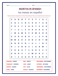 These free printable puzzles can be shared with the family. Months In Spanish Word Search Puzzle Teaching Resources