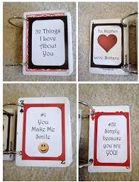 On each card, write a reason sharing why you love him or her, like you always make me smile or you smell good. punch a hole or two in each card. 52 Things I Love About You Cards I Made To Give Stephen Diy Gifts For Boyfriend Presents For Boyfriend Scrapbook Gift