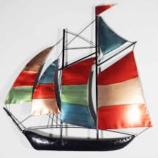 metal wall art colour sailing ship yacht