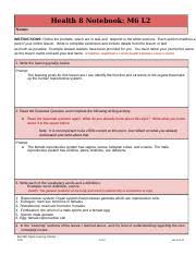 Copy Of Health 8 M6 L2 Health Notebook Health 8 Notebook M6 L2 Name Instructions Follow The Prompts Which Are In Red And Respond In The White Course Hero