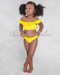 Black And Yellow Outfits For Kids Juniper Yellow Ruffle Two Piece Kids Swimsuit Cute Little Girls Outfits Kid Swim Suits Girls Bikinis Kids