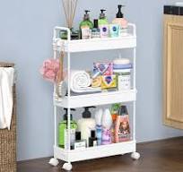 SOLEJAZZ Slim Rolling Storage Cart with Wheels 3 Tier Skinny Bathroom Storage Organizer Thin Laundry Room Utility Cart Space-Saving for Bedside ...