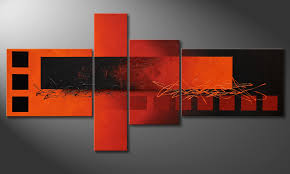 Schwarz rot abstrakt panoramabild xxl 150x50cm leinwand. Das Wohnzimmer Bild Fiery Emotions 160x80cm
