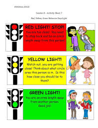 Personal Space Session X Activity Sheet 7 Red Yellow