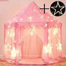 Sumbababy Princess Castle Tent For Girls Fairy Play Tents For Kids Hexagon Playhouse With Large Star Lights Toys For Kids Play Tent Girls Play Tent Kids Tents